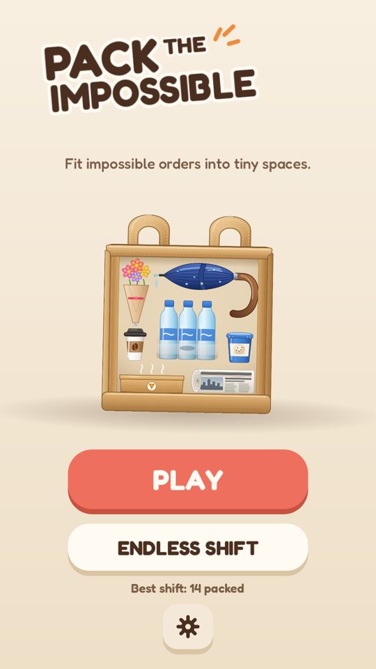 Title screen with a packed shopping bag